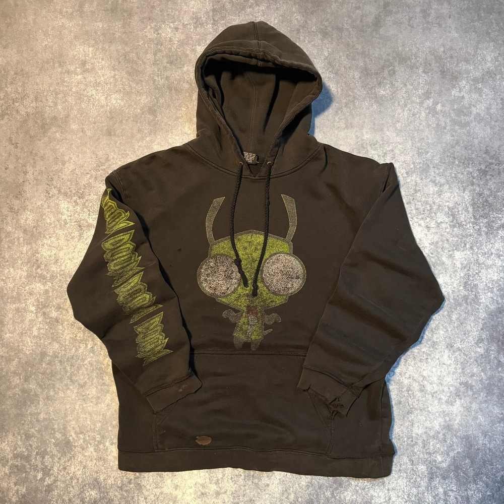 Vintage Invader Zim Gir Doom‎ Doom Doom Hoodie Mighty Fine Black Mens Large L